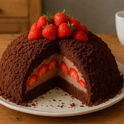 Erdbeer-Maulwurfkuchen mit Schokocreme