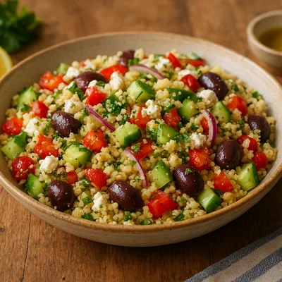 Griechischer Couscous-Salat mit Feta und Gemüse