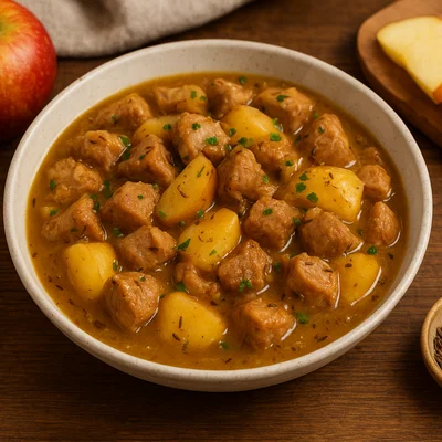 Apfel-Kümmel-Schweinefleischragout