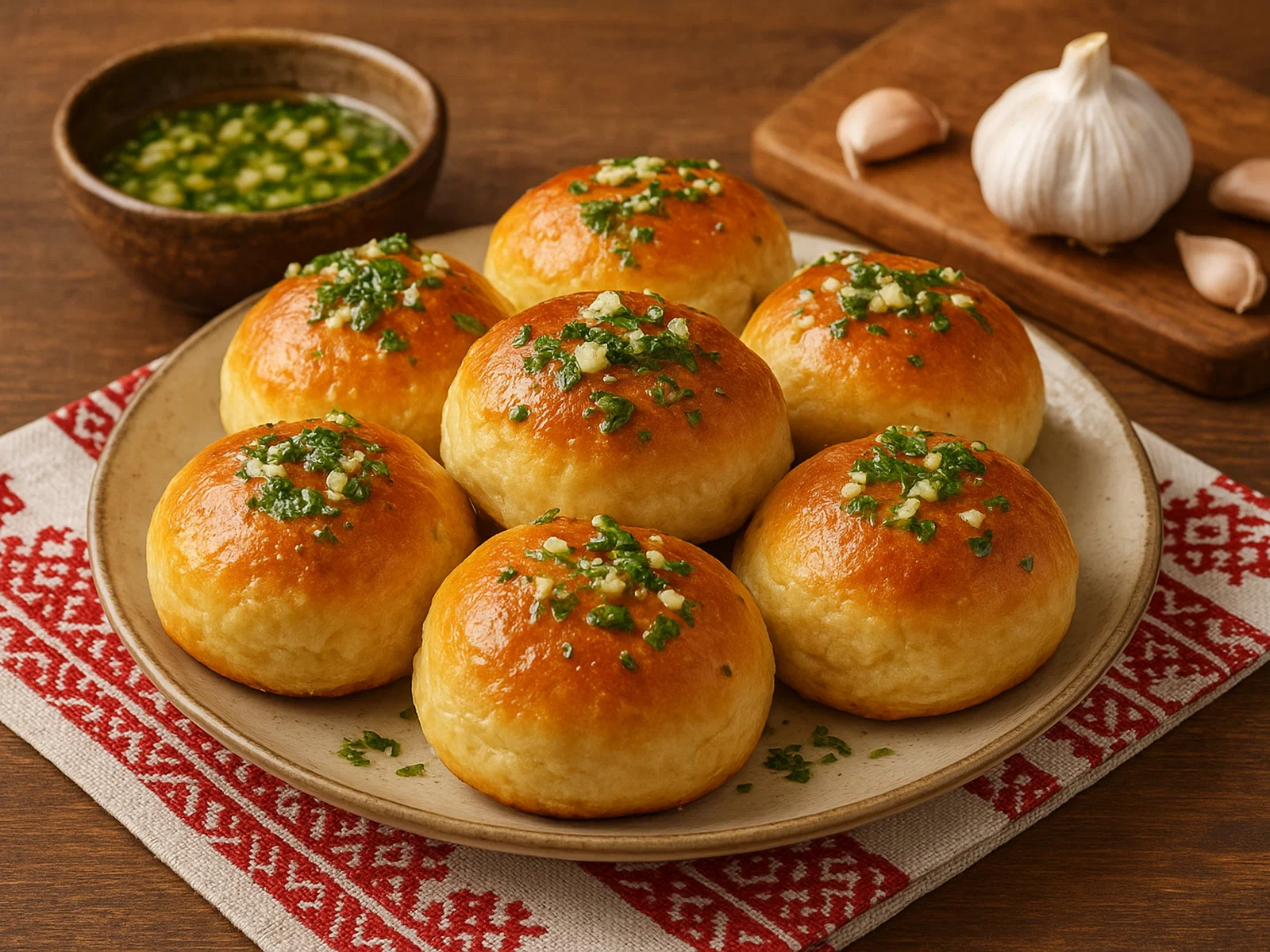 Ukrainische Pampushky mit Knoblauchöl