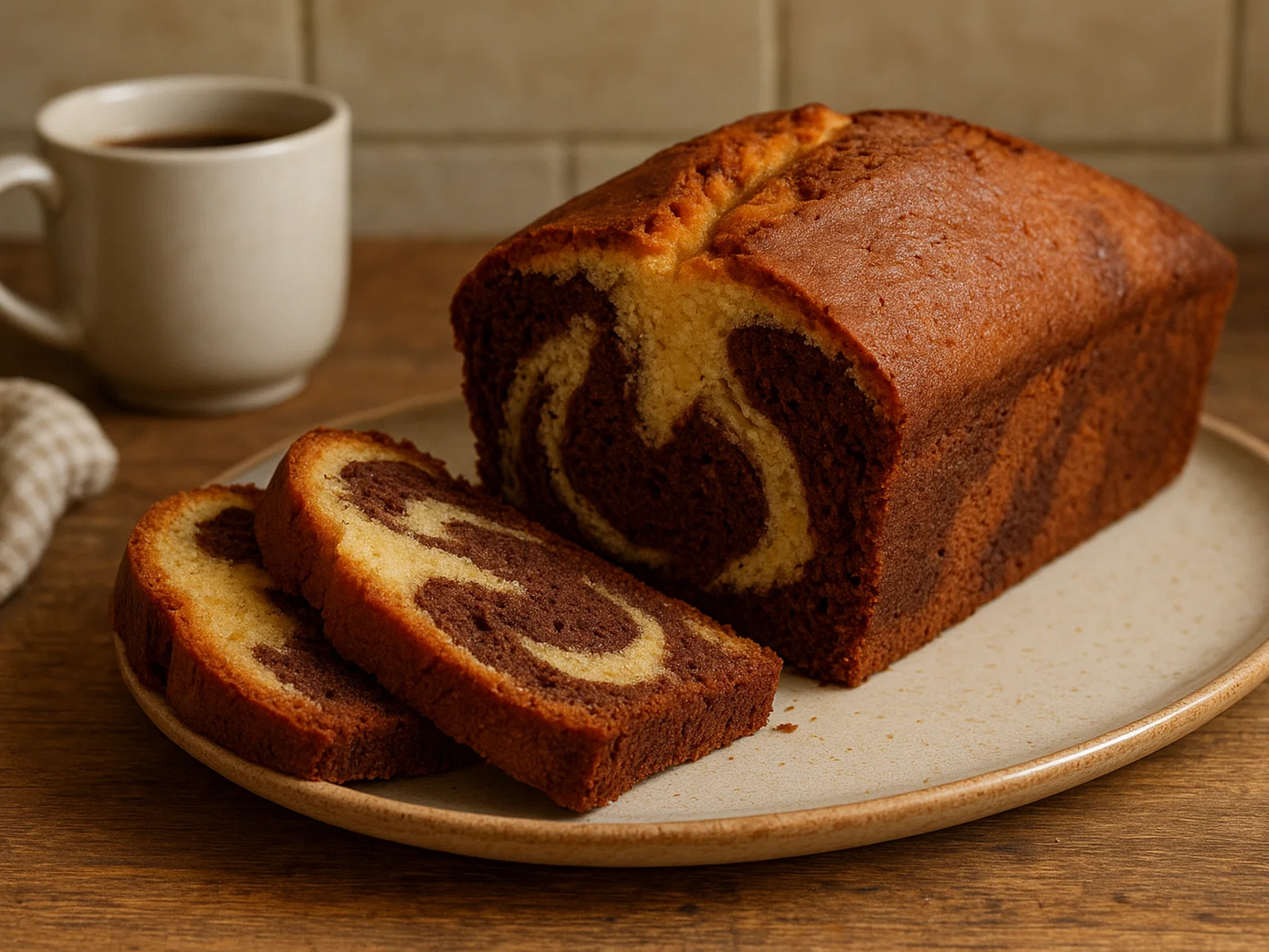 Klassischer saftiger Marmorkuchen