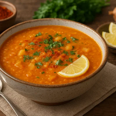 Türkische Linsensuppe mit roten Linsen
