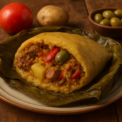 Nicaraguanische Nacatamales (gefüllte Maisteig-Päckchen)