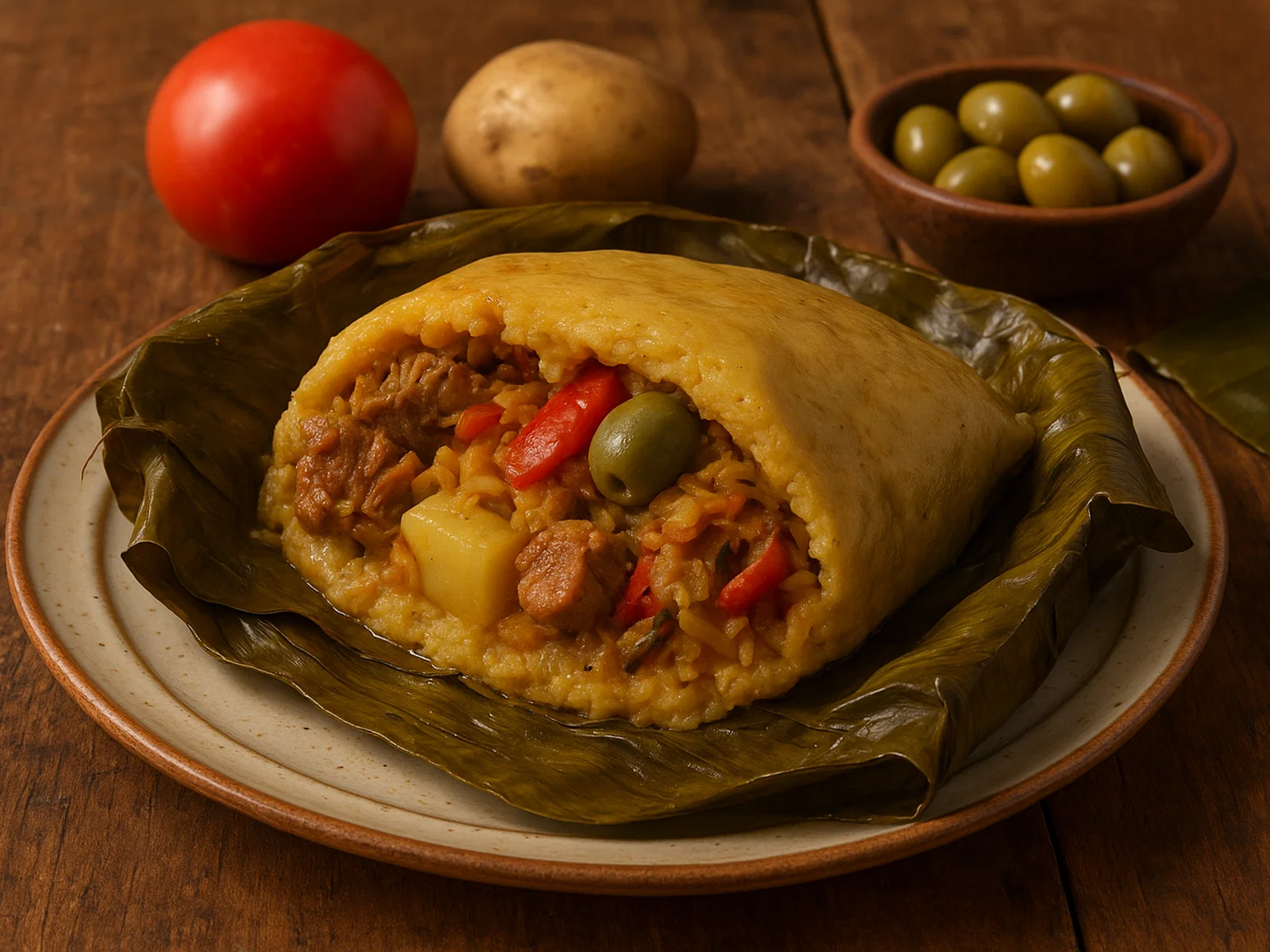 Nicaraguanische Nacatamales (gefüllte Maisteig-Päckchen)