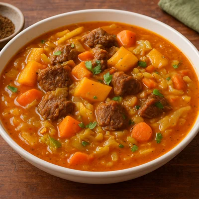 Haitianische Soup Joumou (Kürbis-Rindfleisch-Suppe)