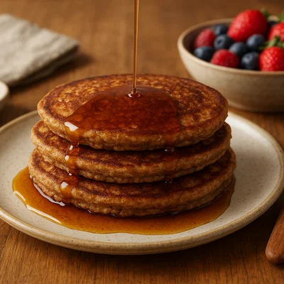 Vollkornpfannkuchen mit Ahornsirup