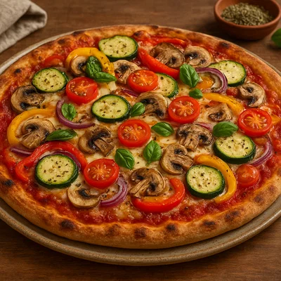 Gemüse-Pizza mit knusprigem Boden