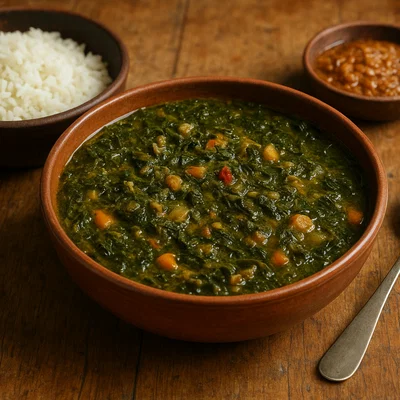 Kassava-Blatt-Suppe (Westafrikanische Cassava Leaf Soup)