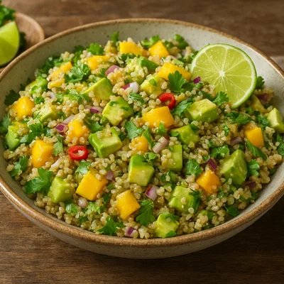 Mango-Avocado-Quinoasalat mit Limette und Koriander
