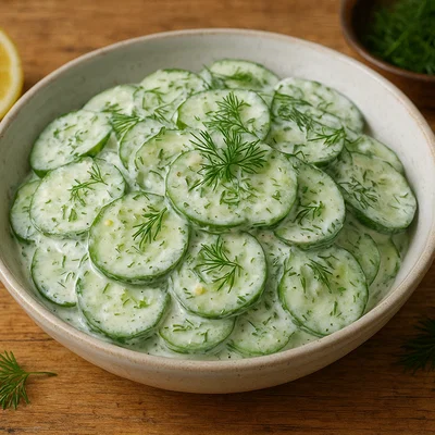Gurkensalat mit Dill-Joghurt-Dressing