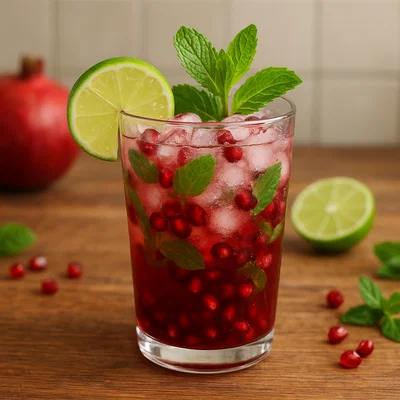 Granatapfel-Mojito-Attrappe (alkoholfreier Granatapfel-Mojito)