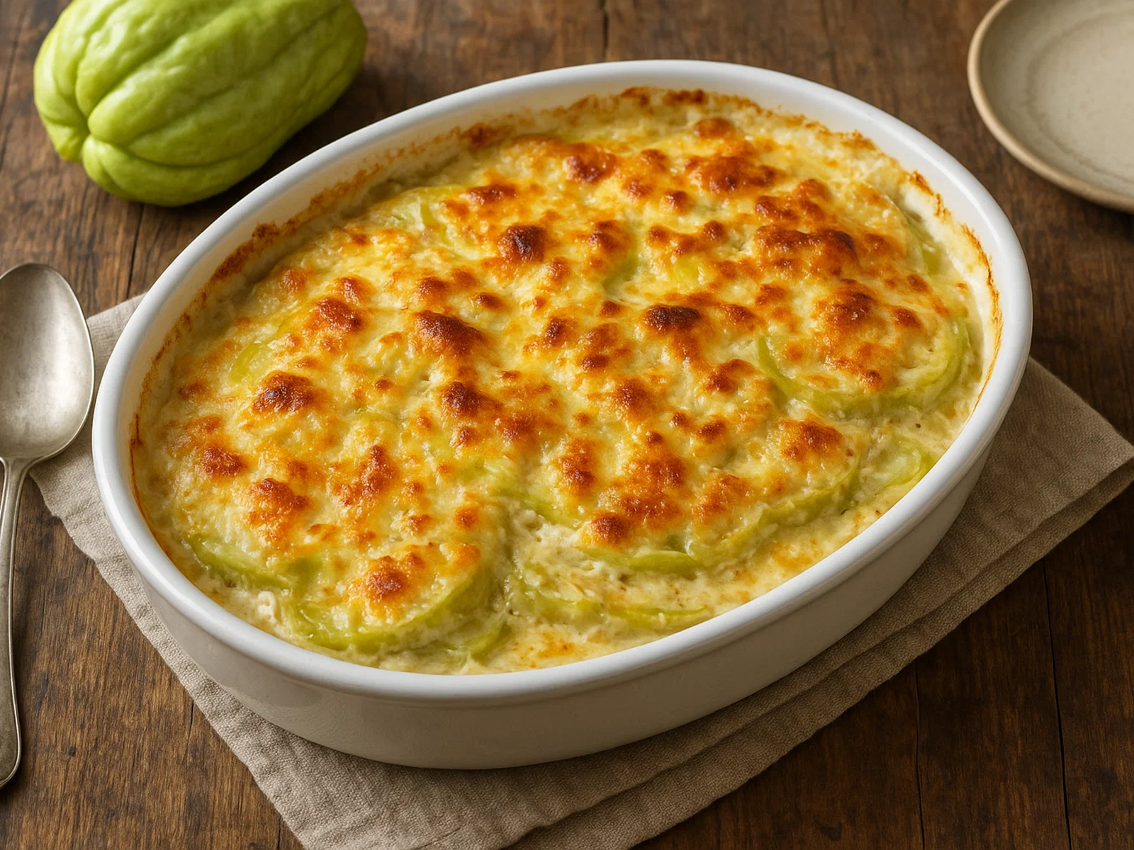 Christophine-Gratin mit Sahne und Käse