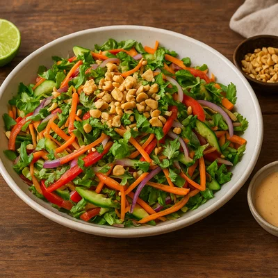 Knackiger Thai-Salat mit cremigem Erdnussdressing