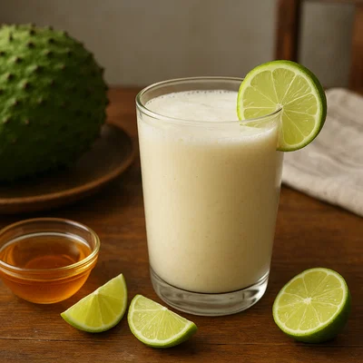 Erfrischender Corossol-(Soursop-)Saft mit Limette und Honig