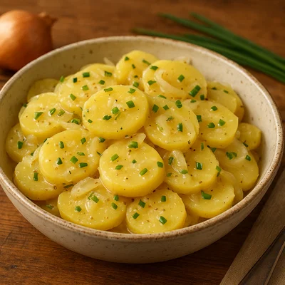 Klassischer deutscher Kartoffelsalat mit Essig und Öl