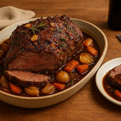 Lammbraten im Falkland-Stil mit Rotwein-Kräutersoße