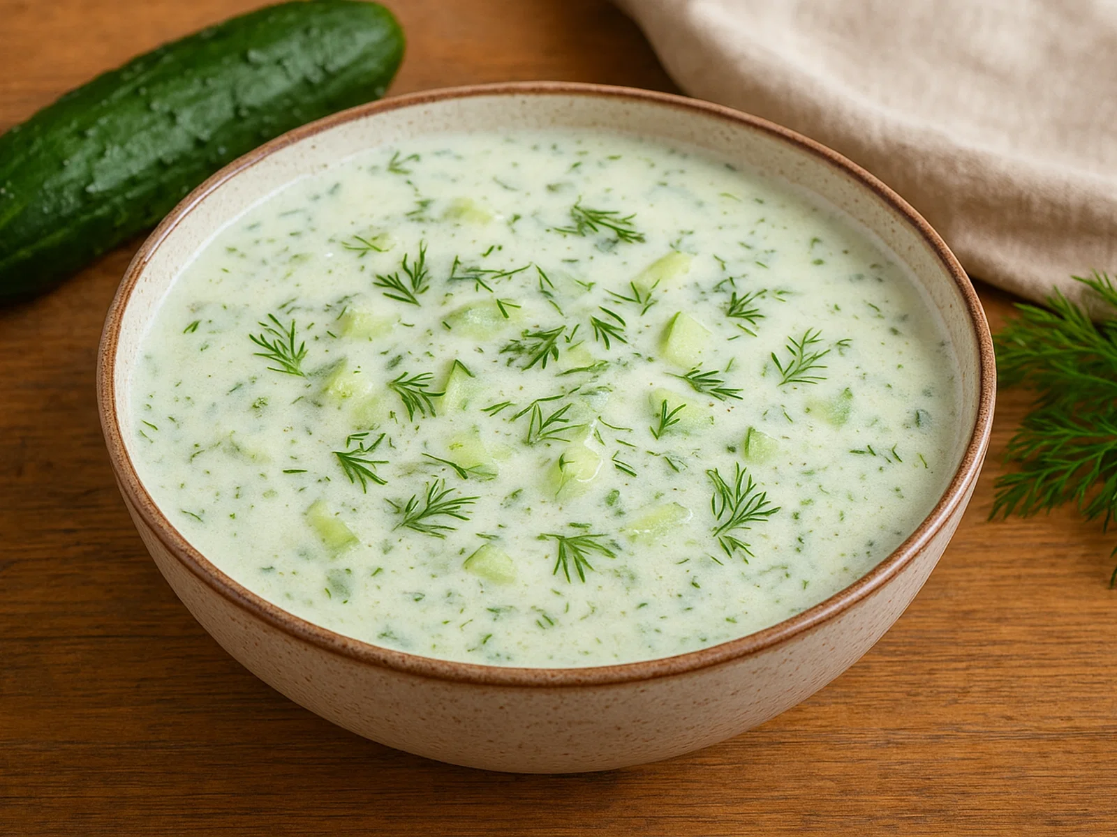 Kalte Gurkensuppe mit Joghurt und Dill