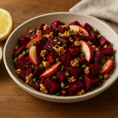 Rote-Bete-Apfel-Salat mit Walnüssen und Zitrone