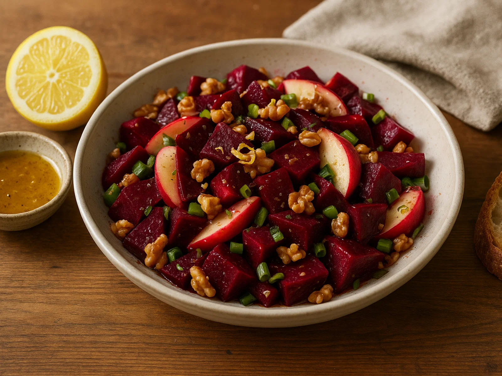 Rote-Bete-Apfel-Salat mit Walnüssen und Zitrone