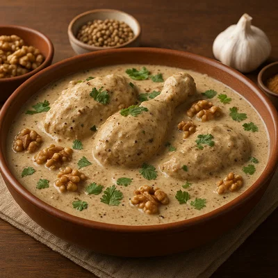 Georgisches Satsivi mit Hähnchen in Walnusssauce