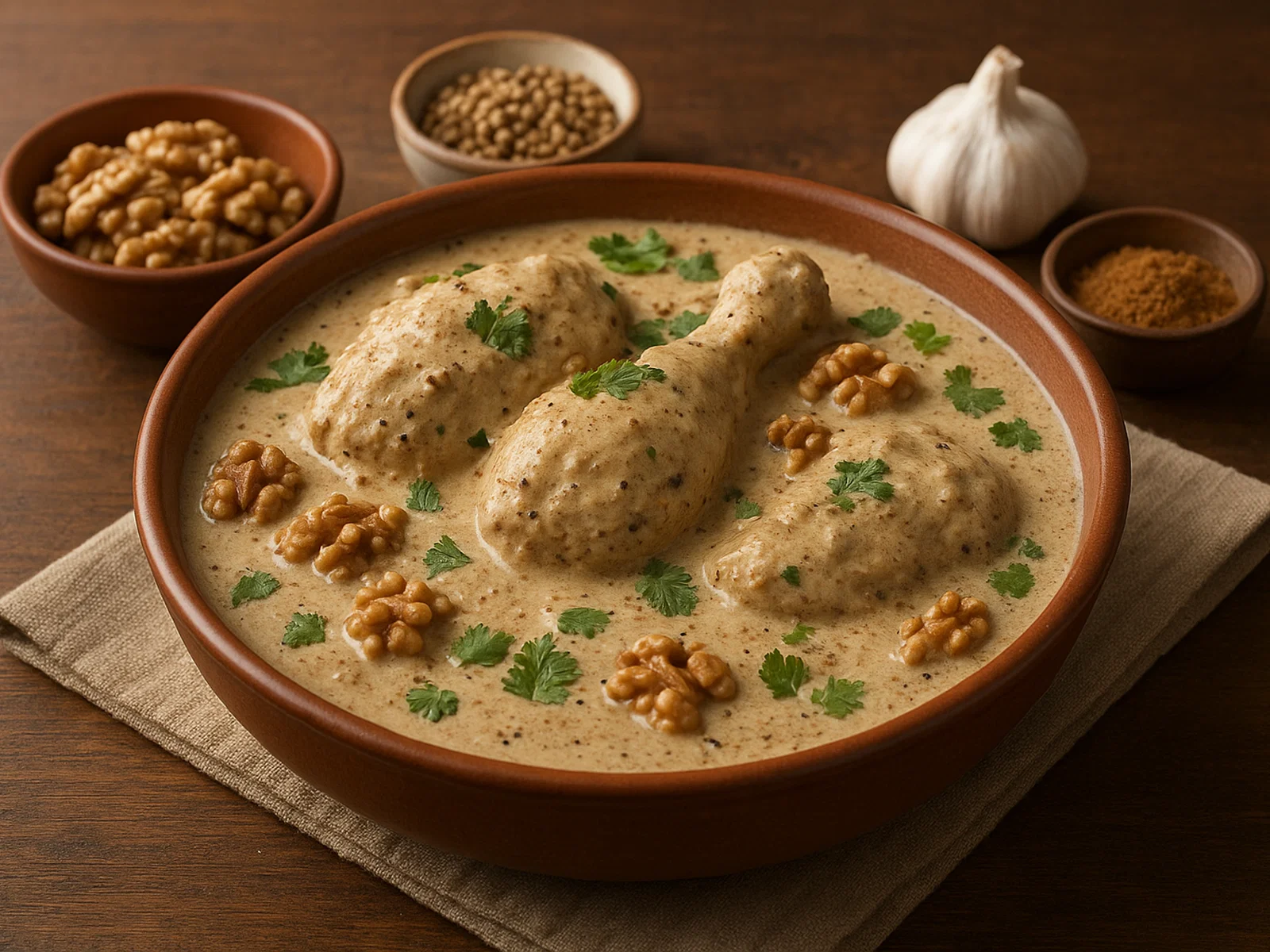 Georgisches Satsivi mit Hähnchen in Walnusssauce