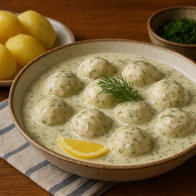 Norwegische Fiskeboller in cremiger Dillsauce