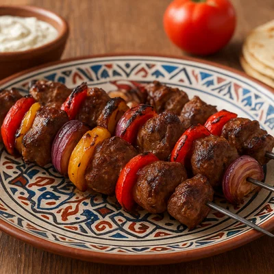 Shish Kebab vom Grill mit orientalischer Marinade