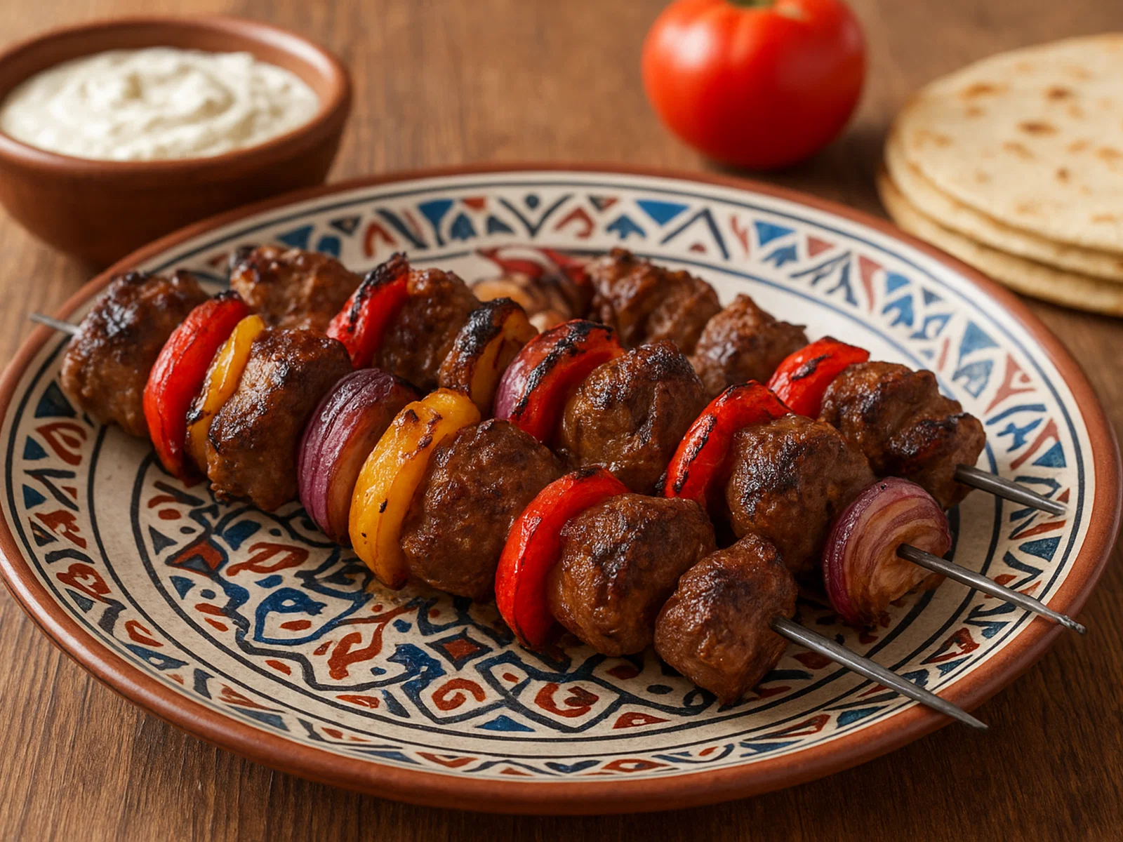 Shish Kebab vom Grill mit orientalischer Marinade