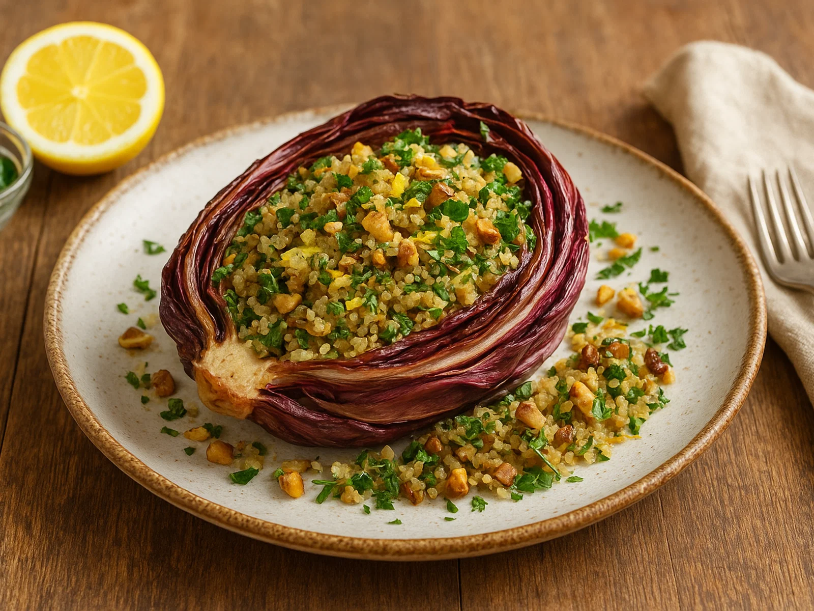 Gefüllter Radicchio mit Quinoa und Kräutern