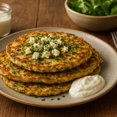 Herzhafte Zucchini-Feta-Pfannkuchen