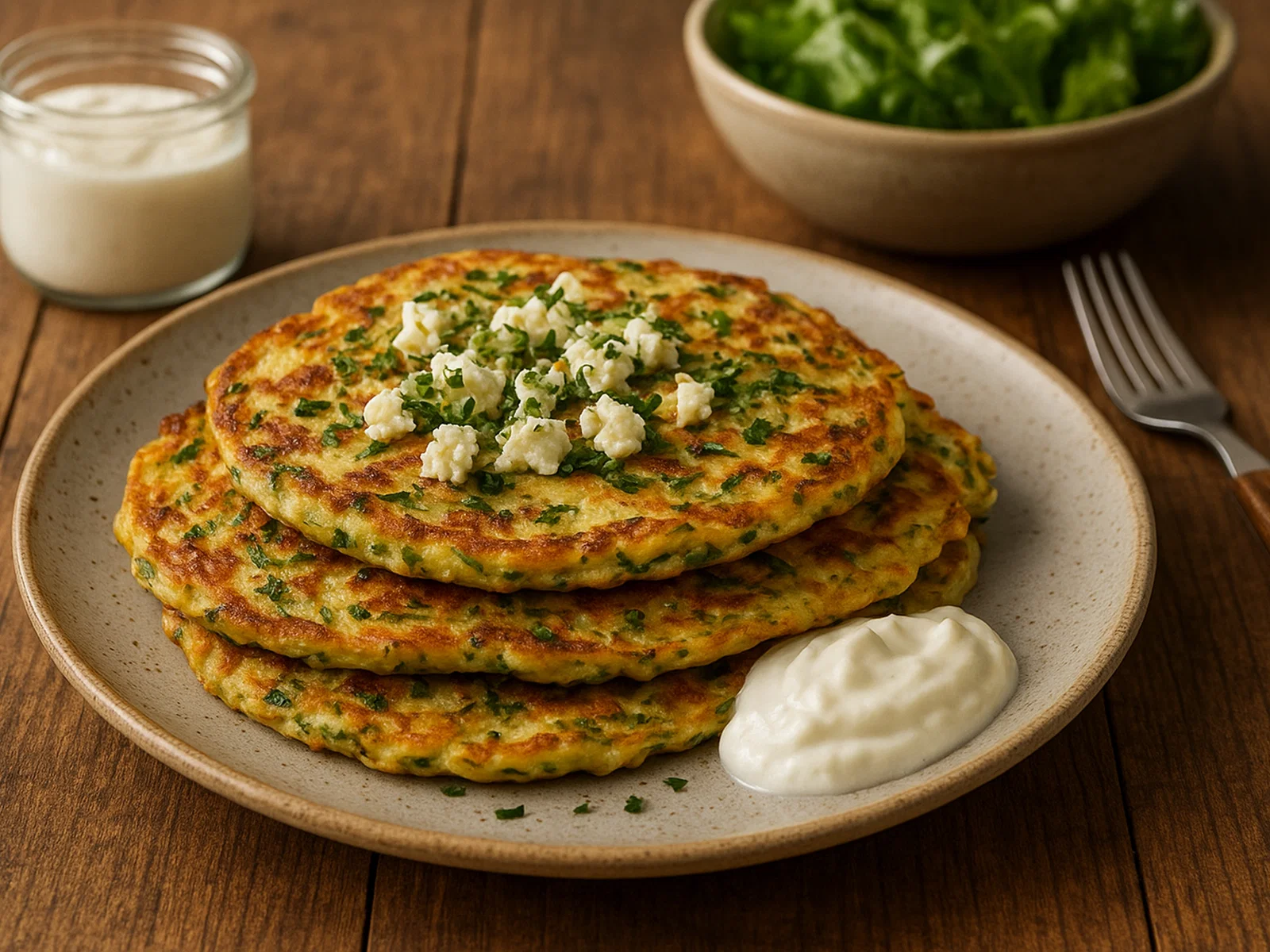 Herzhafte Zucchini-Feta-Pfannkuchen