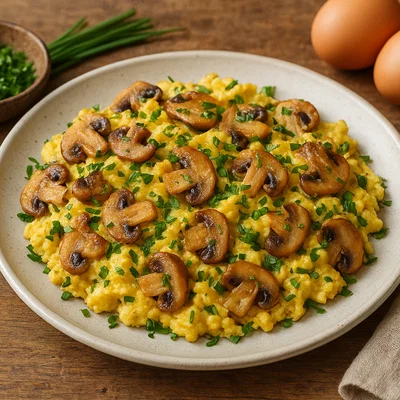 Pilz-Rührei mit frischen Kräutern