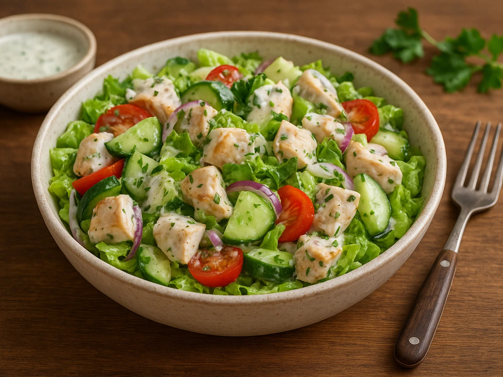 Hühnersalat mit griechischem Joghurtdressing