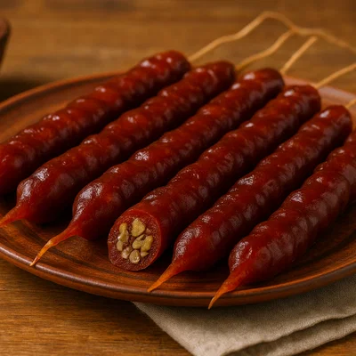Georgische Churchkhela aus Traubensaft und Nüssen