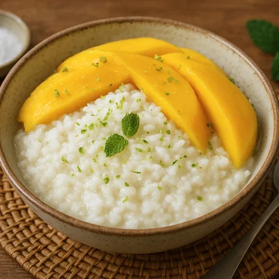 Kokosnuss-Reis mit Mango