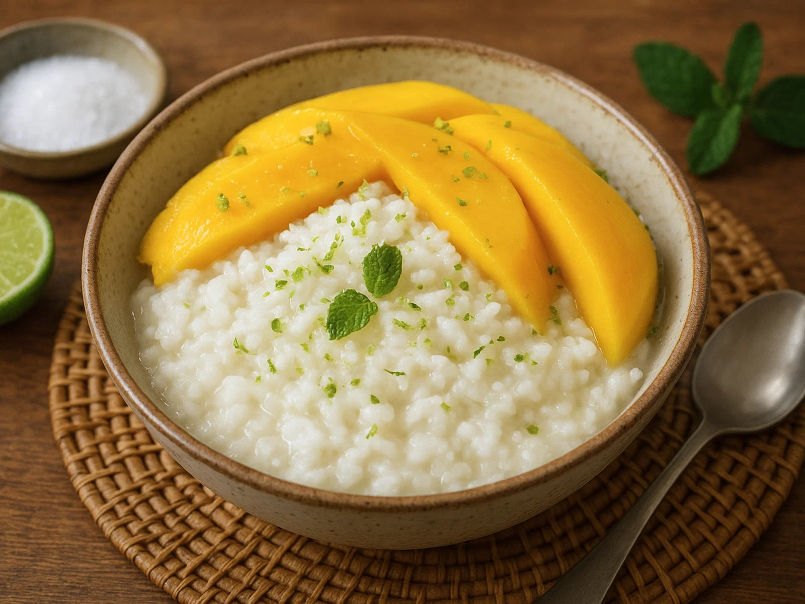 Kokosnuss-Reis mit Mango