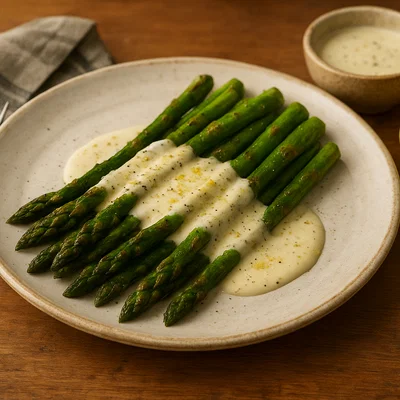 Gebratener Spargel mit cremiger Parmesansauce