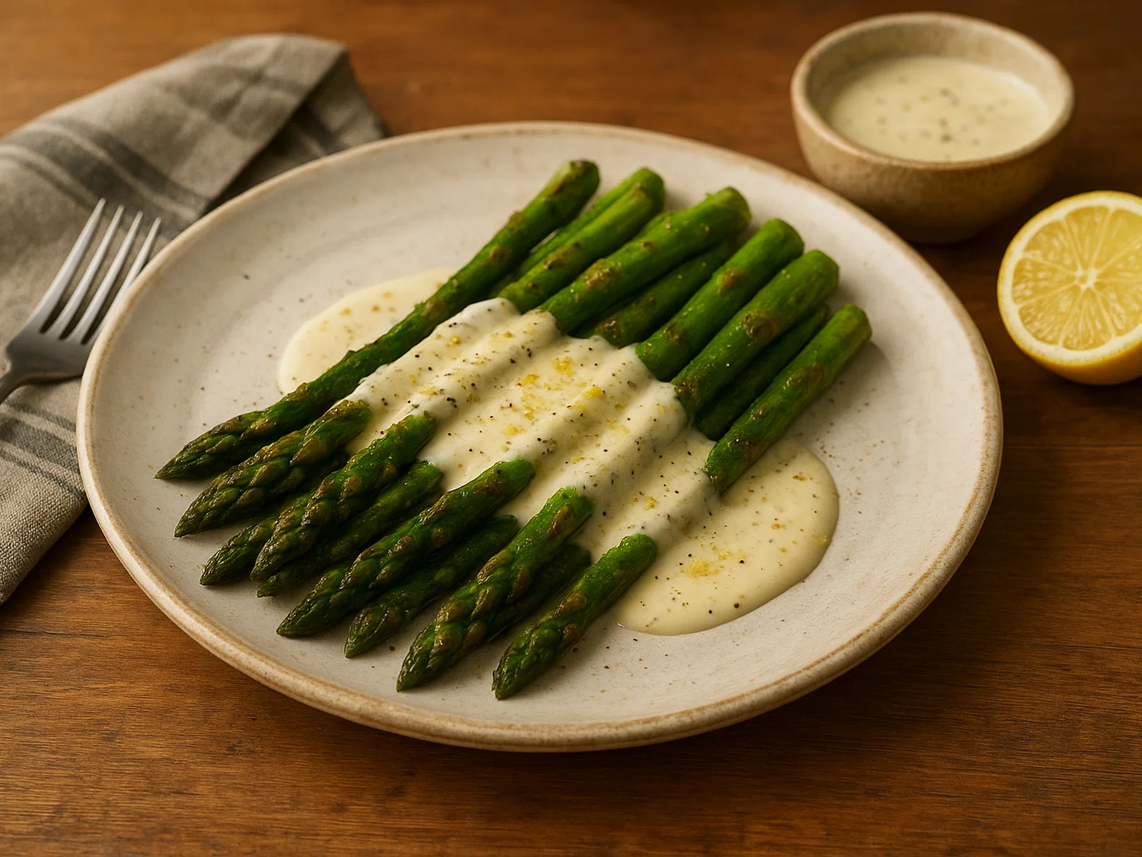 Gebratener Spargel mit cremiger Parmesansauce