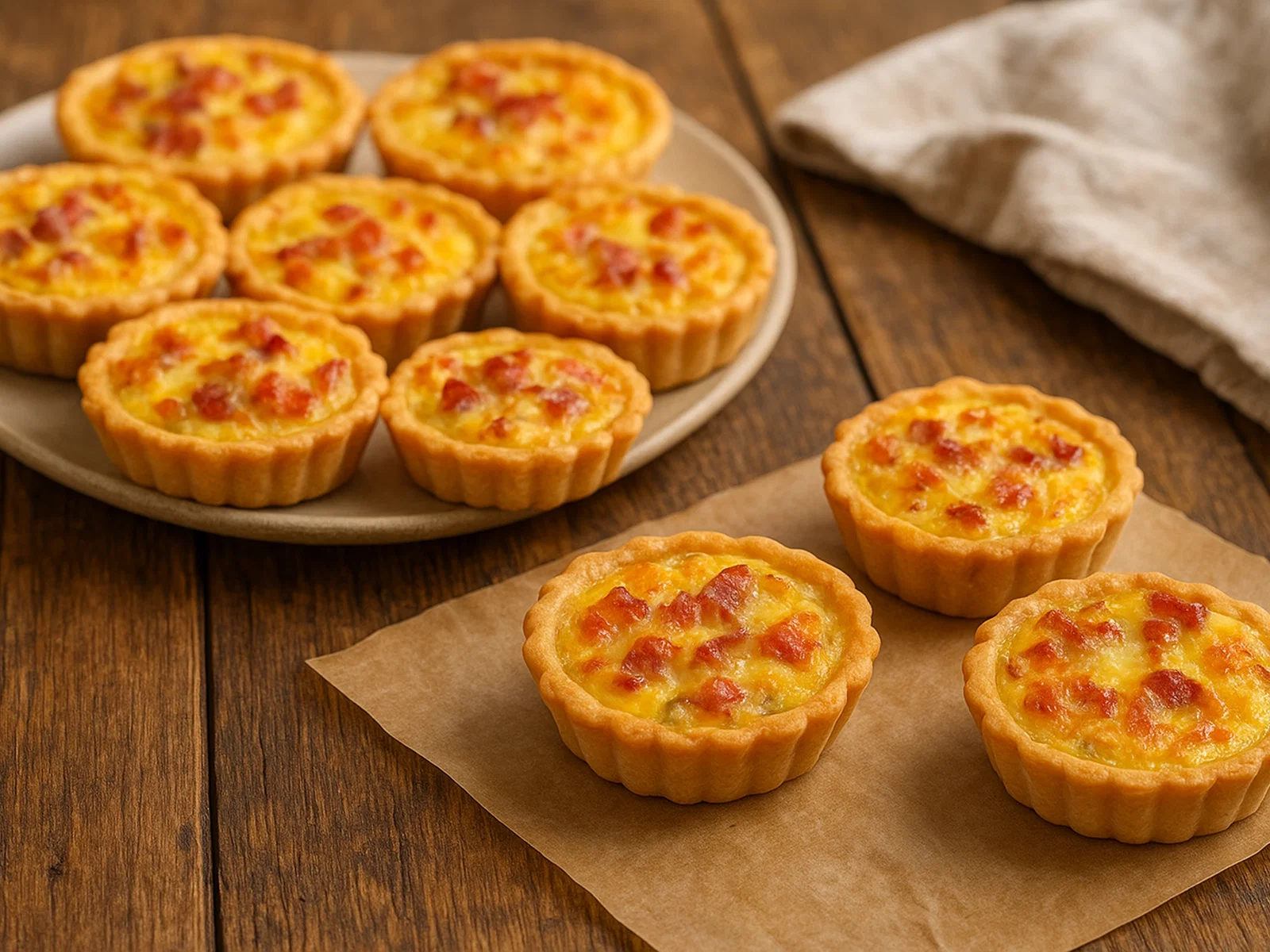Mini-Quiche mit Speck und Käse
