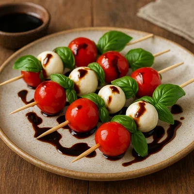 Caprese-Spießchen mit Balsamico-Glasur