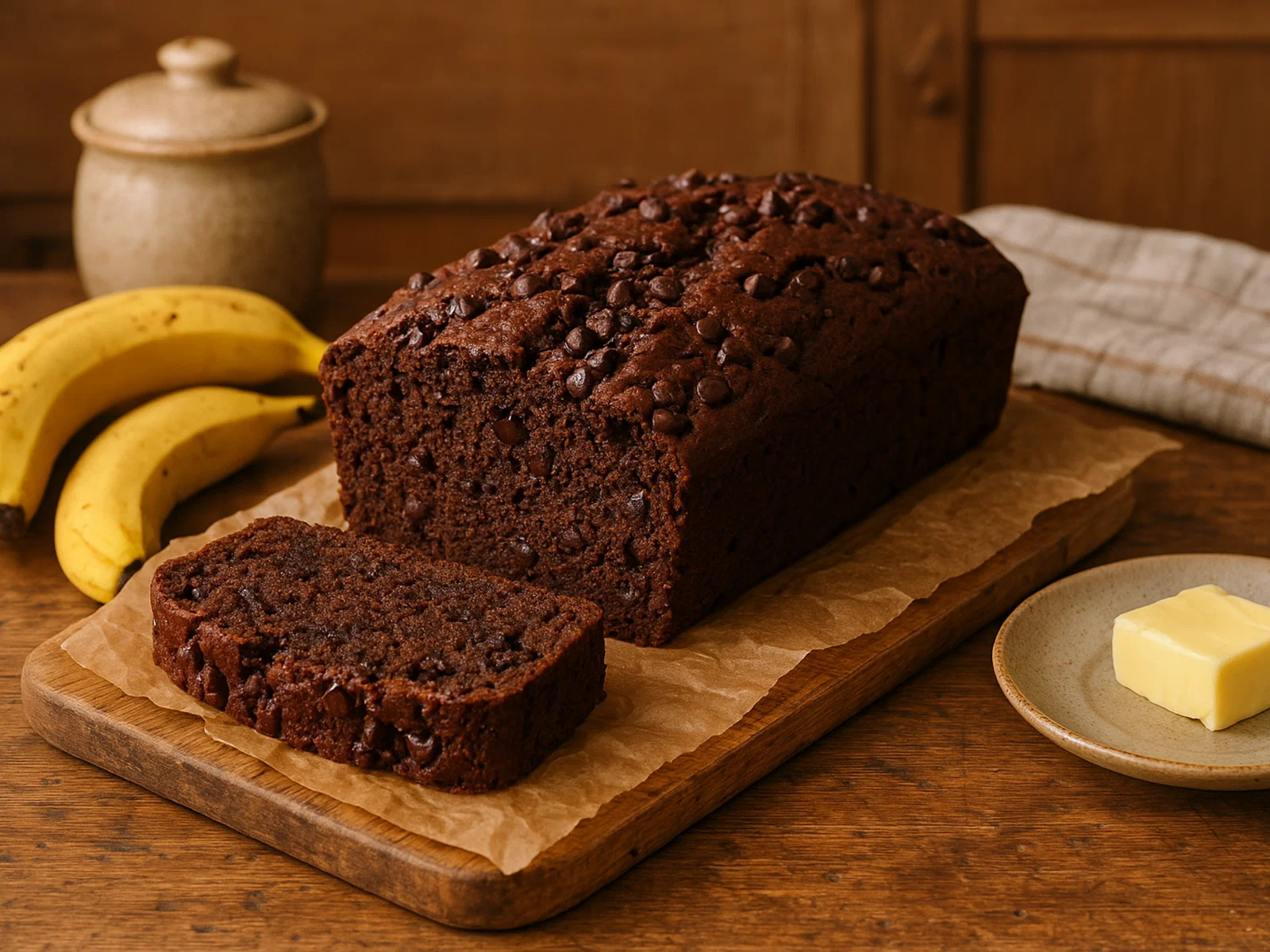 Saftiges Schokoladen-Bananenbrot