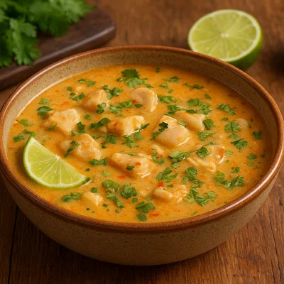 Karibische Conch-Suppe mit Kokosmilch und Limette