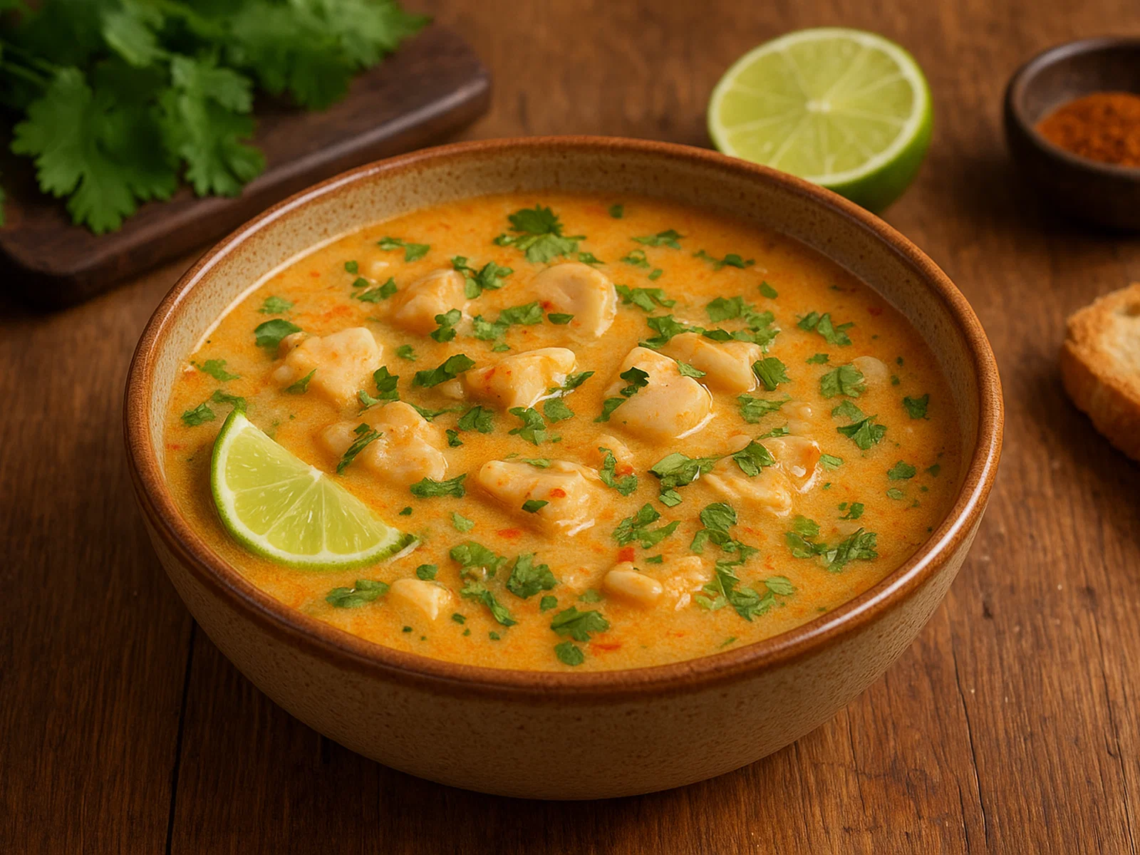 Karibische Conch-Suppe mit Kokosmilch und Limette