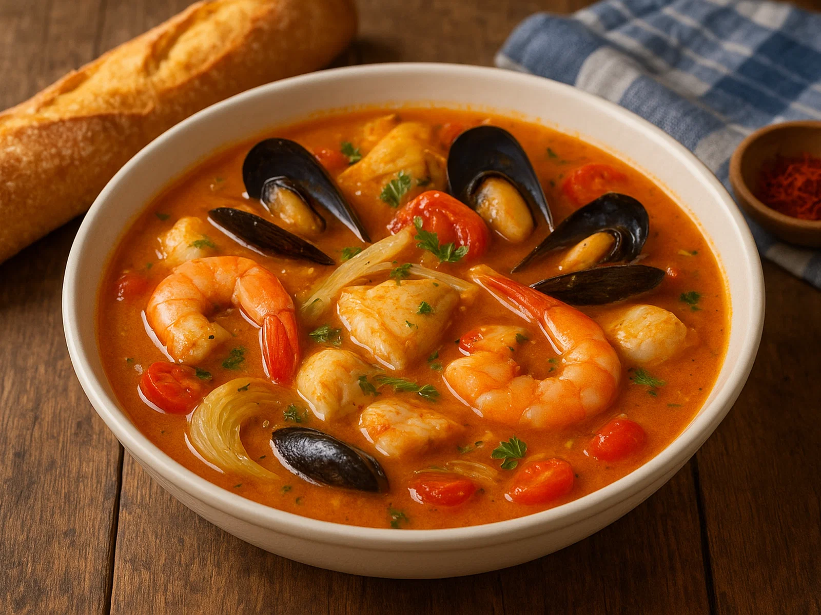Französische Bouillabaisse mit Safran und Fenchel