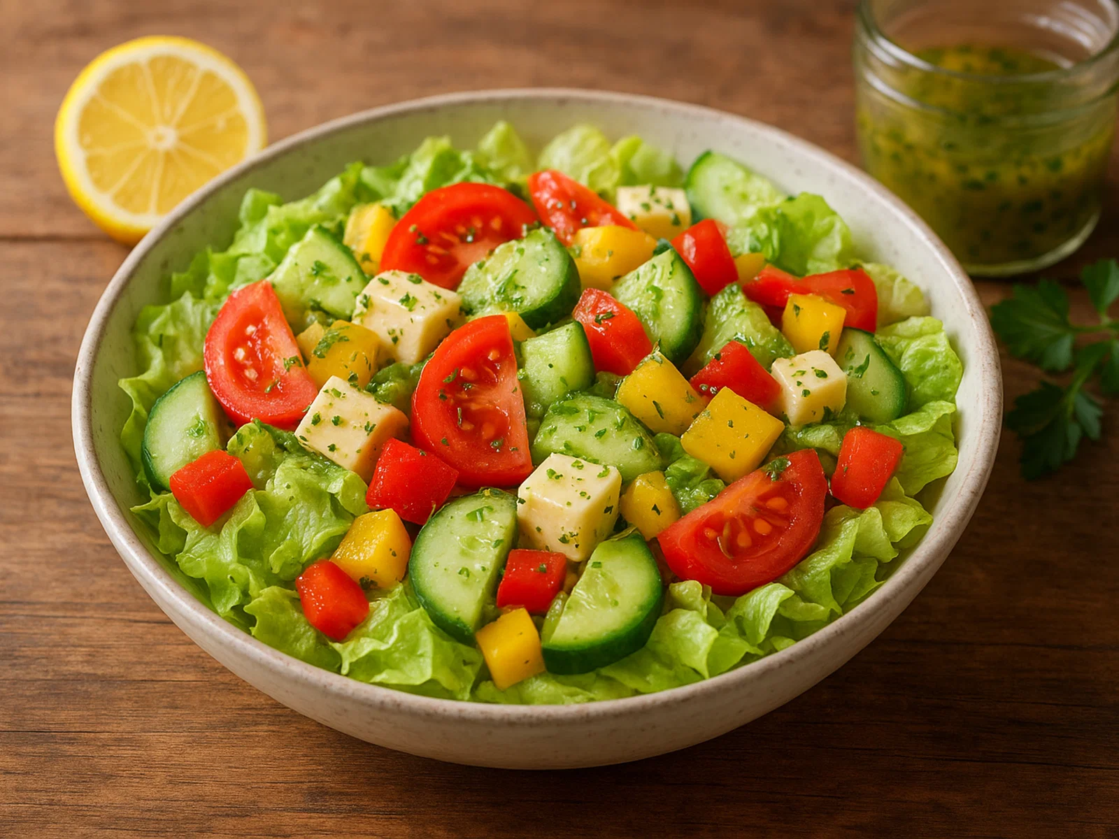Pinguin-Salat mit Zitronen-Kräuter-Vinaigrette