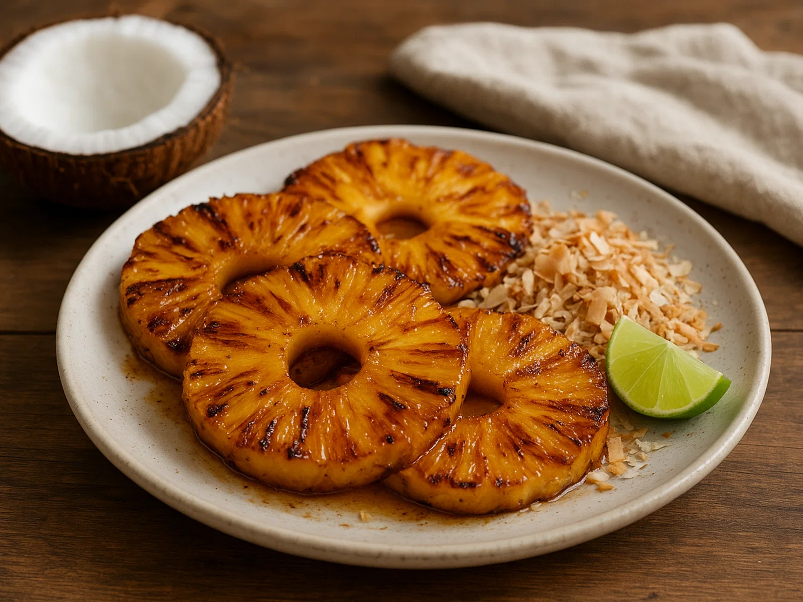 Gegrillte Ananas mit Kokosnuss