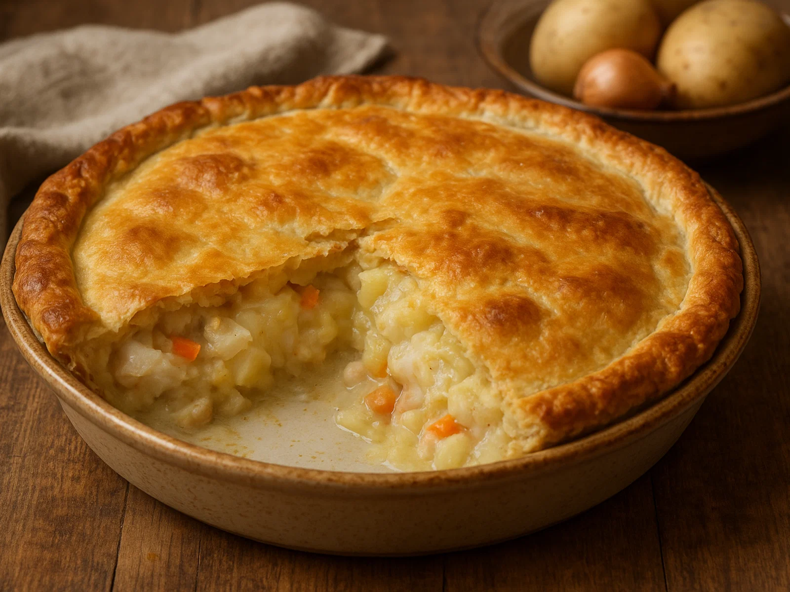 Pitcairninseln Fischpastete mit cremiger Kartoffel-Fisch-Füllung