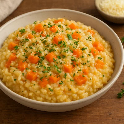 Cremiges Karotten-Risotto mit Thymian und Petersilie