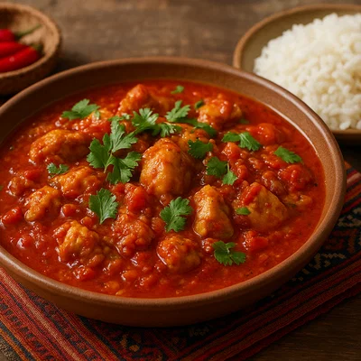 Jasha Maru – Bhutanisches scharfes Hühnchen mit Tomaten