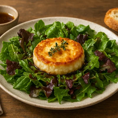 Gebackener Ziegenkäse-Salat mit Honig-Balsamico-Dressing